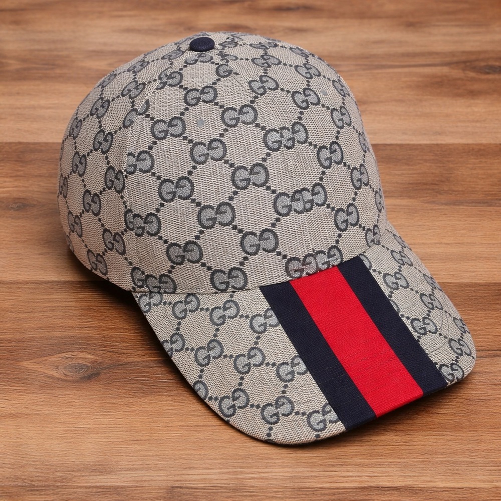 Gucci Original GG Canvas Baseball Cap Beige/Blue Monogram Hat OS